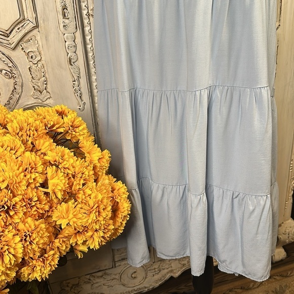 Kirundo Sweet Babydoll Tiered Soft Blue Sleeveless Dress Ballet core Fairy core - Picture 3 of 9